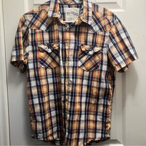 Aeropostale short-sleeve button-up shirt Men’s Western Plaid Size Medium